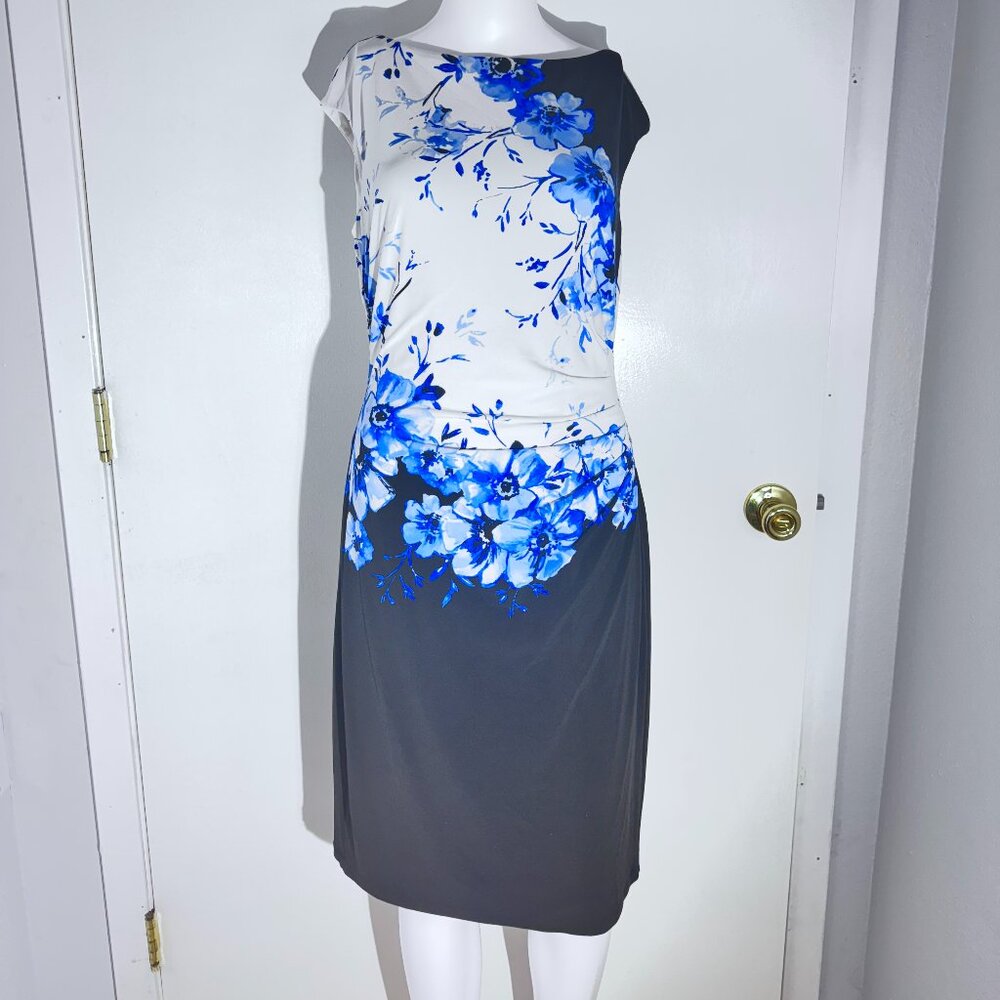 Lauren Ralph Lauren Blue Floral Colorblock Dress – Size 10